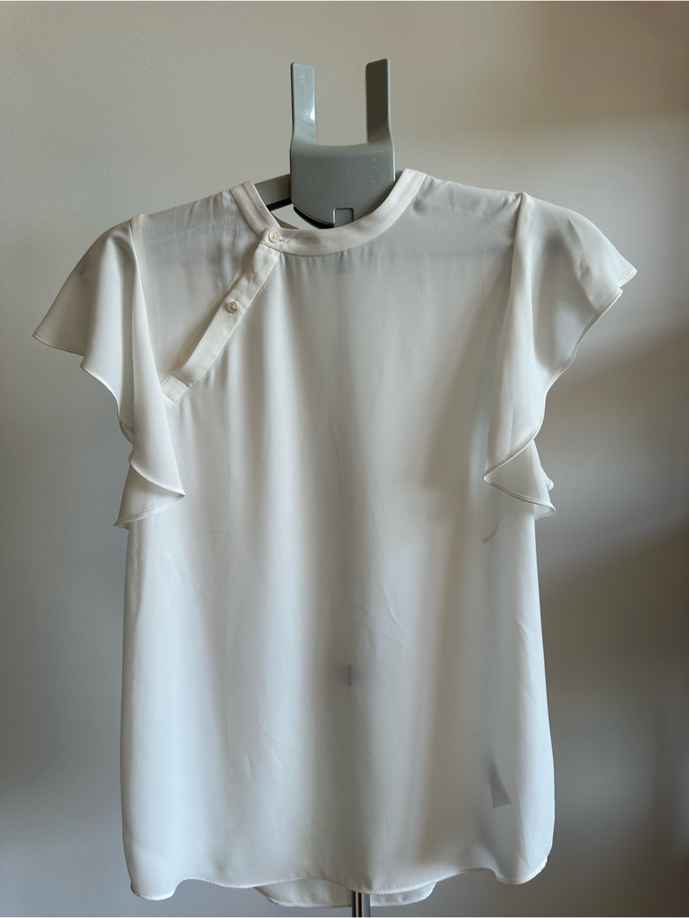 Babaton Cream V-Neck Blouse with Subtle Collar